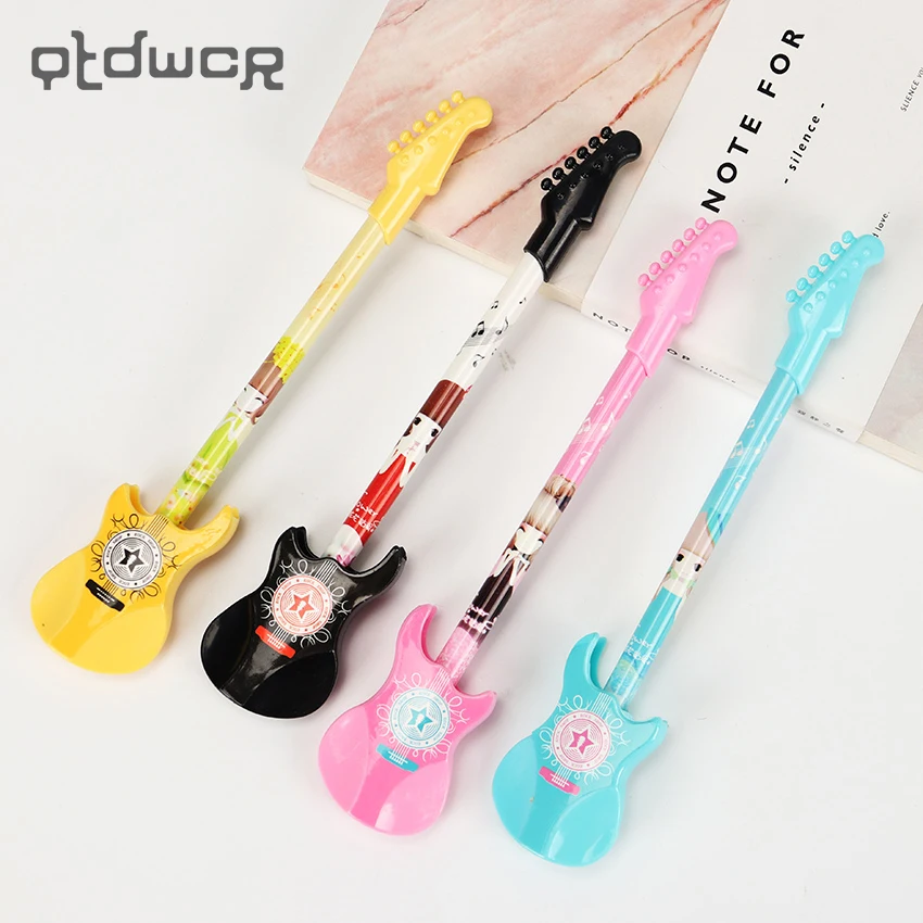 

1PC Kawaii Cute Guitar Plastic Gel Pen Creative Guitar Needle Pen for Kids Writing School Office Supplies