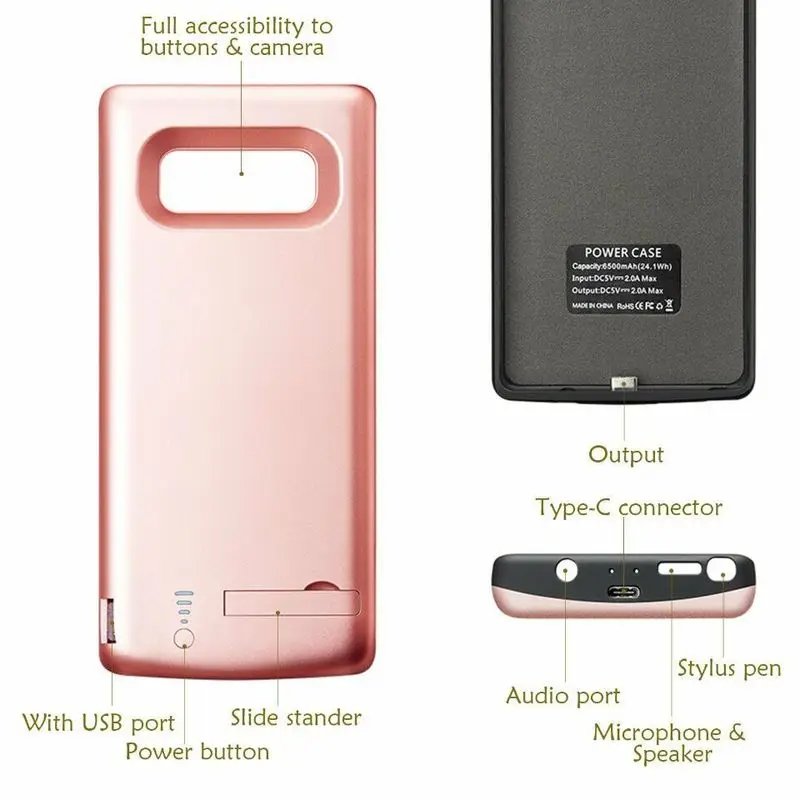 NENG 6500mAh Аккумулятор Чехол для samsung Galaxy Note 8 Note 9 аккумулятор блок Питания Внешнее зарядное устройство крышка зарядка резервного копирования