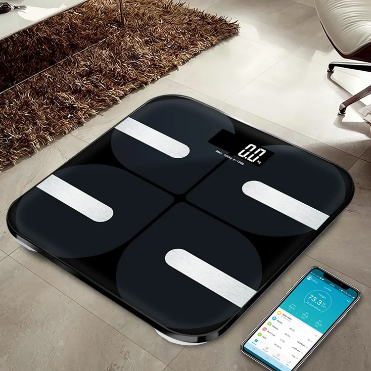 Премиум Смарт Ванная Комната Вес тела пол весы с большой светодиодный дисплей контроль жировой массы с бесплатным iOS и Android приложение Bluetooth
