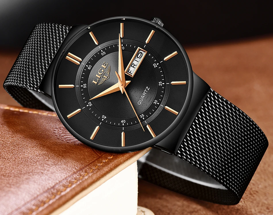 Relojes Hombre, новинка, LIGE, ультра-тонкие мужские часы, нержавеющая сталь, водонепроницаемые часы, мужские, лучший бренд, Роскошные, повседневные, спортивные, кварцевые часы