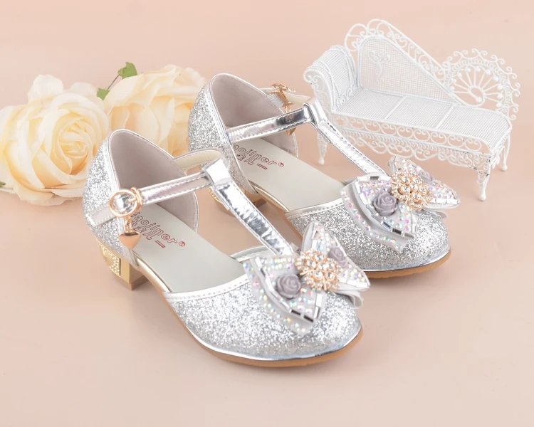Qloblo/сандалии принцессы с цветами для девочек; Новинка года; летняя детская Свадебная обувь для студентов; блестящая детская Праздничная обувь; размеры 27-37