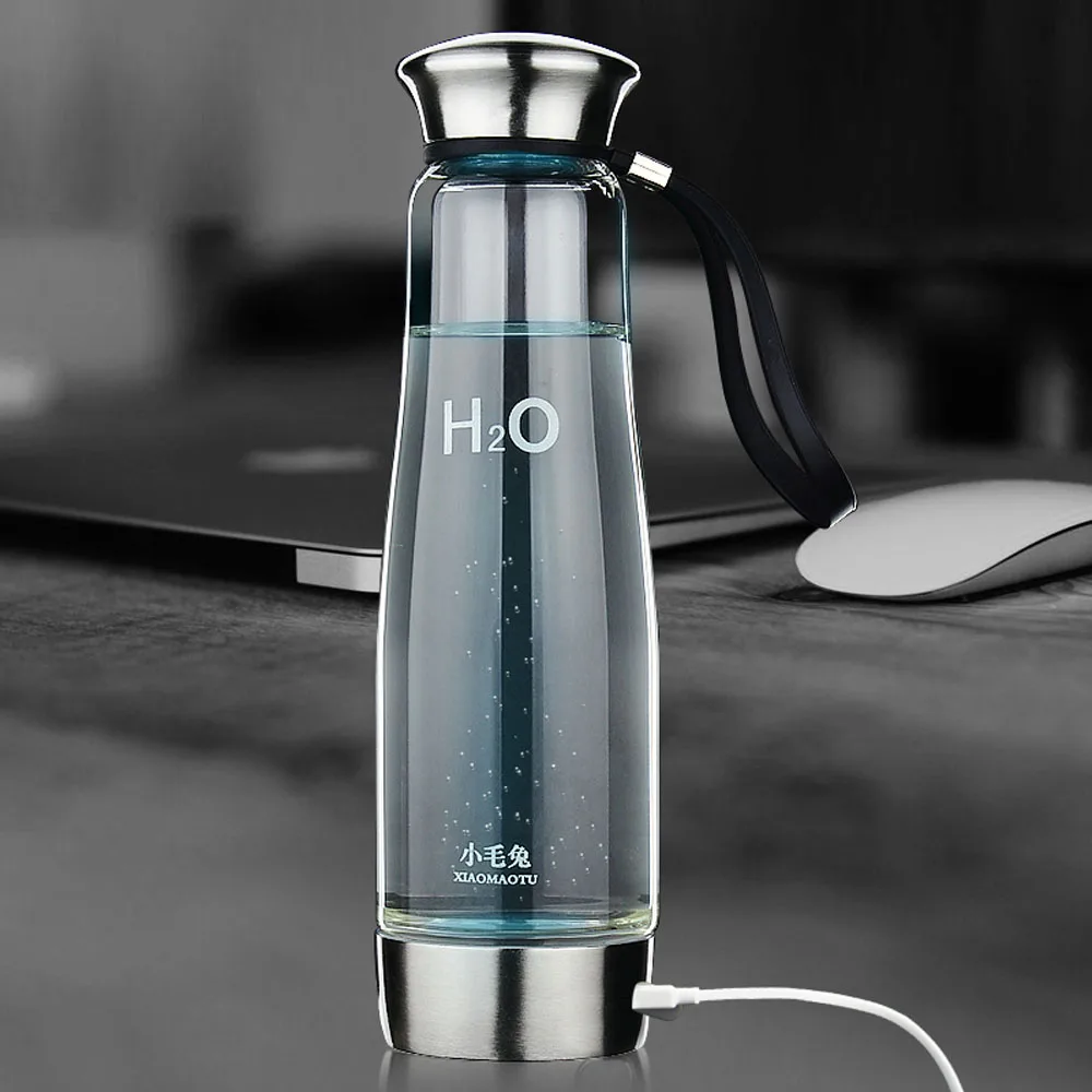 

500ml Intelligent Portable Hydrogen Rich Water Maker Ionizer Generator Anti Aging Water Bottle Colorful Light