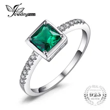 JewelryPalace Square 0.5ct Created Green Emerald Solitaire Ring 925 Sterling Silver Rings for Women Fine Jewelry