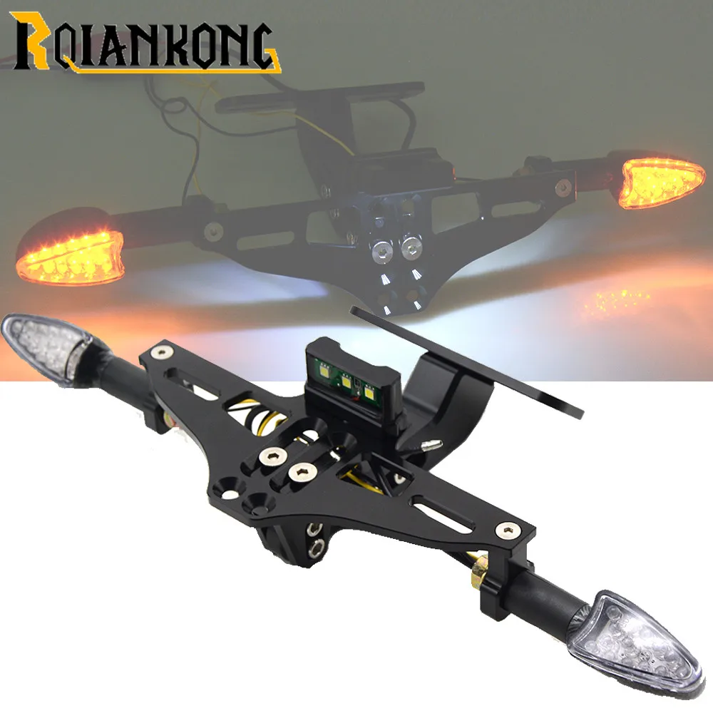 

Motor License Plate Bracket Licence Plate Holder Number Plate Hanger Tail Tidy Bracket with Led Turn Lights for yamaha ktm honda