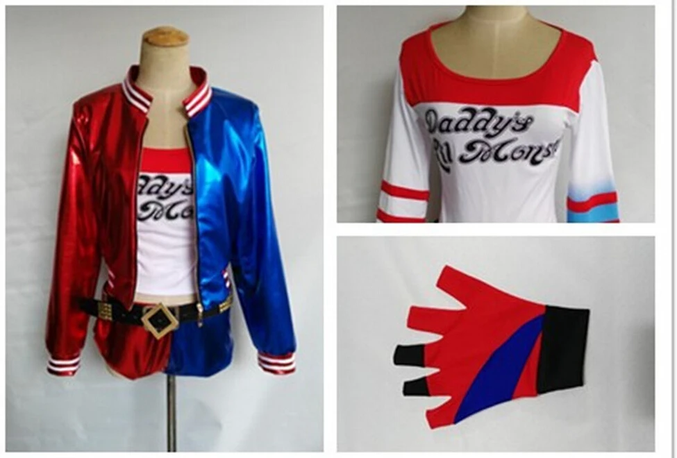Suicide Squad Harley Quinn ~Daddy's Coat batman Lil Jacket Shirt Short Baseball jacket pant 
