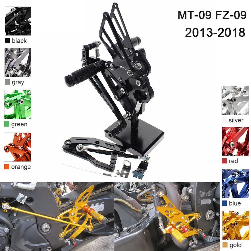 

CNC Aluminum Adjustable Rearsets Foot Pegs For Yamaha FZ MT 09 MT-09 FZ-09 2013 2014 2015 2016 2017 2018