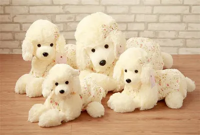 

30-70cm Kawaii Cute Lying Puppy Dog Plush Toy Birthday Present Stuffed Animal Baby Gift Fast Delivery Soft Poodle White Clothes