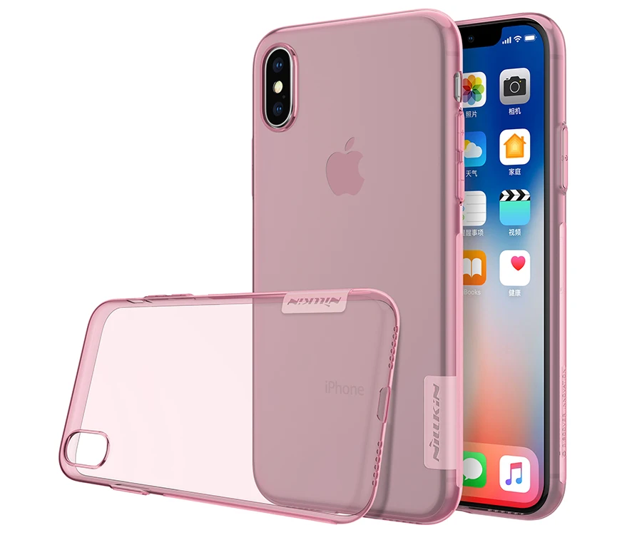 Nillkin чехол для телефона s для iPhone x чехол TPU Тонкий кристально чистый силиконовый защитный чехол для iPhone x телефон оригинальные чехлы - Цвет: Розовый