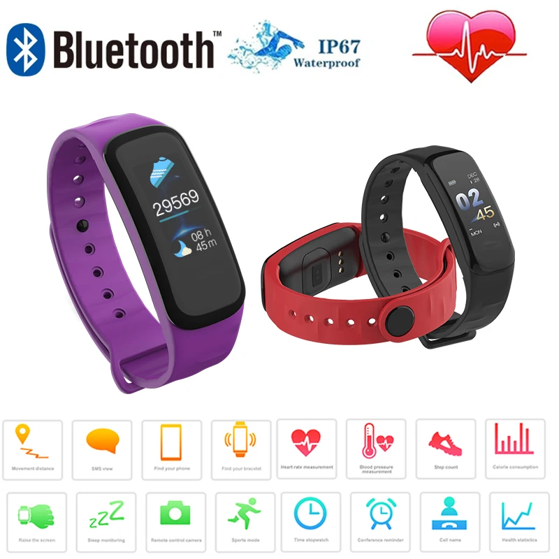 

Smart Bracelet Smart Wristband Color Screen Blood Pressure Oxygen Monitor Fitness Tracker Heart Rate Monitor Smart Band IP67