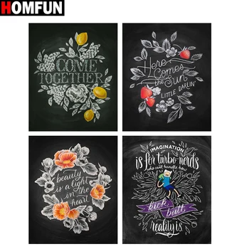 

HOMFUN Full Square/Round Drill 5D DIY Diamond Painting "Text pattern" 3D Diamond Embroidery Cross Stitch Home Decor Gift