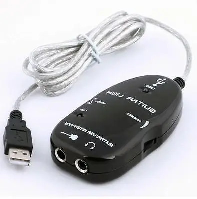 

Black Guitar to USB Interface Link Cable Audio Adapter for PC/MAC Recording