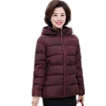 

2019 New Fashion Print Winter Women Down Cotton Jacket Parka Female Hooded Thickem Short Plus Size XL-4XL Cotton Warm ParkaCQ460