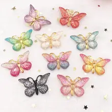 10 шт полимерные блестящие разноцветные стразы-бабочки с плоской задней частью 1 отверстие украшения DIY Свадебные скрапбукинги ремесло Изготовление ювелирных изделий PW75