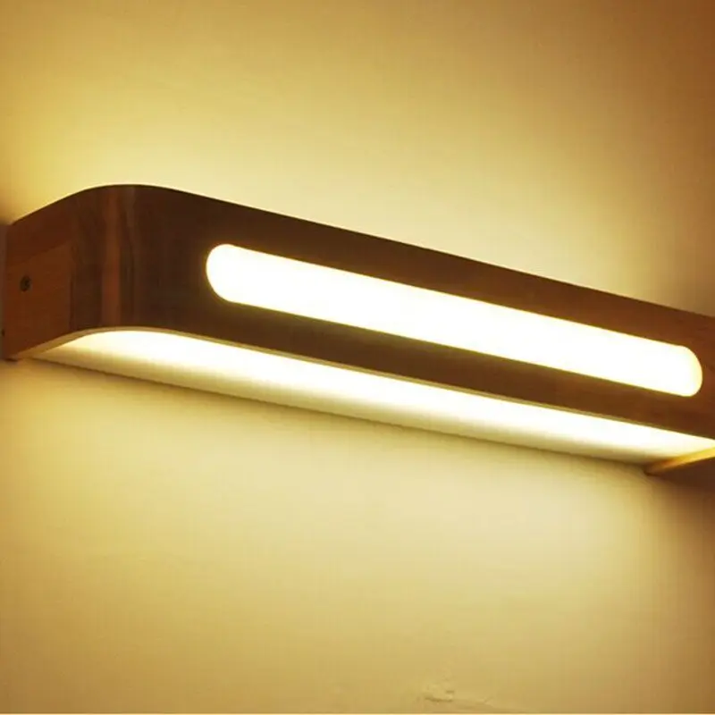 Modern Japanese Style Led Lamp Oak Wooden Wall Lamp Nordic Solid Wood Mirror Wall Lights Sconce