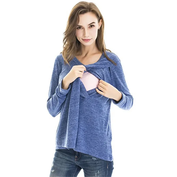 Winter Autumn Fashion Maternity Clothes long sleeve pregnancy T-shirt Breastfeeding Clothes for Pregnant Women Nursing tops (8)