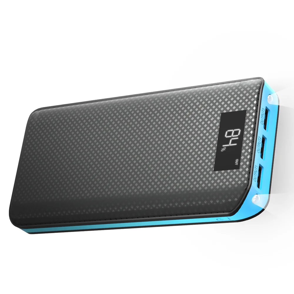 X-DRAGON внешний аккумулятор 20000 мАч светодиодный 3USB портативный внешний аккумулятор зарядное устройство для сотовых телефонов Xiaomi - Цвет: Blue power bank