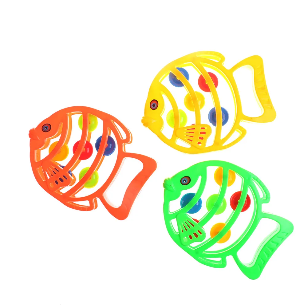 1Pc Color Random Baby Soothe Gifts Early Education Handle Fish Rattle 3