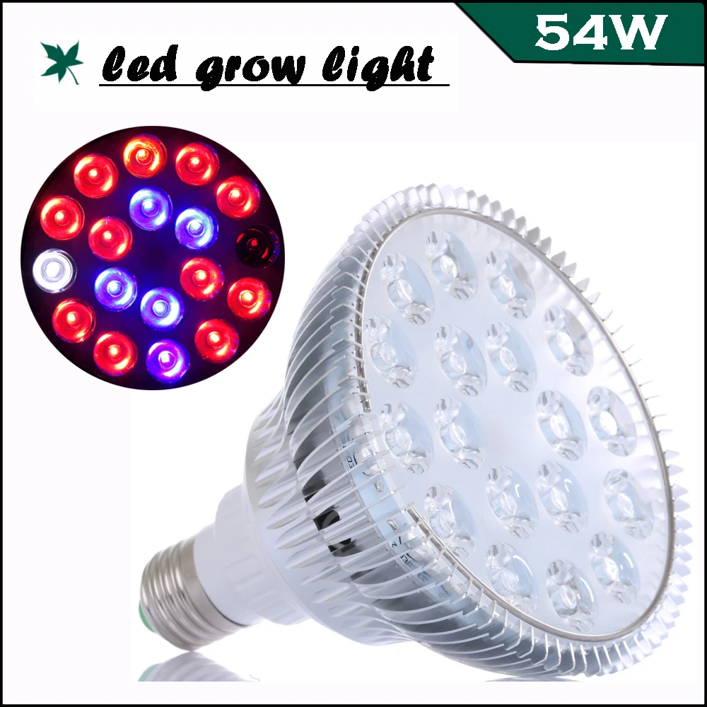 54W Full Spectrum LED Grow light 18leds AC85 256V Plant Lamp for Flowering Plants and Hydroponics