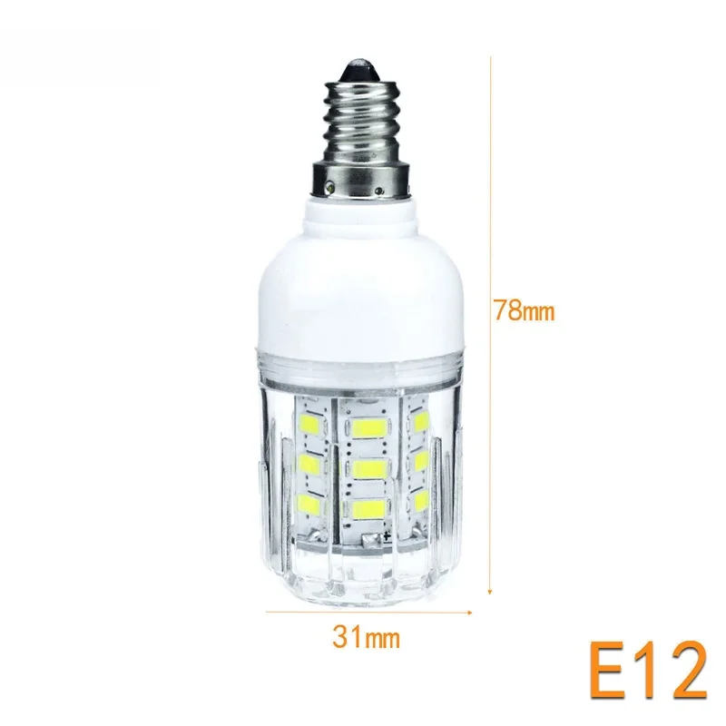 E27 E14 E12 E26 светодиодный лампы 5730 SMD 110V 220V DC 12V 24V 27 Светодиодный s 7 Вт светодиодный свет кукурузы лампы Рождественская лампа в форме свечи освещения