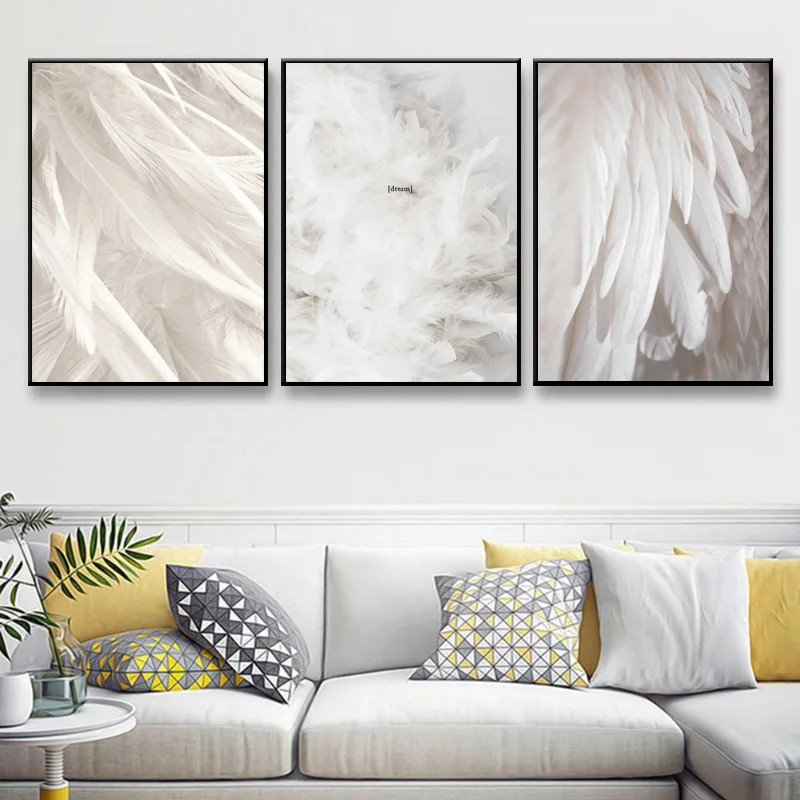 

Nordic Poster Feather White Posters And Prints Picture Canvas Painting Abstract Painting Wall Pictures For Living Room Unframed