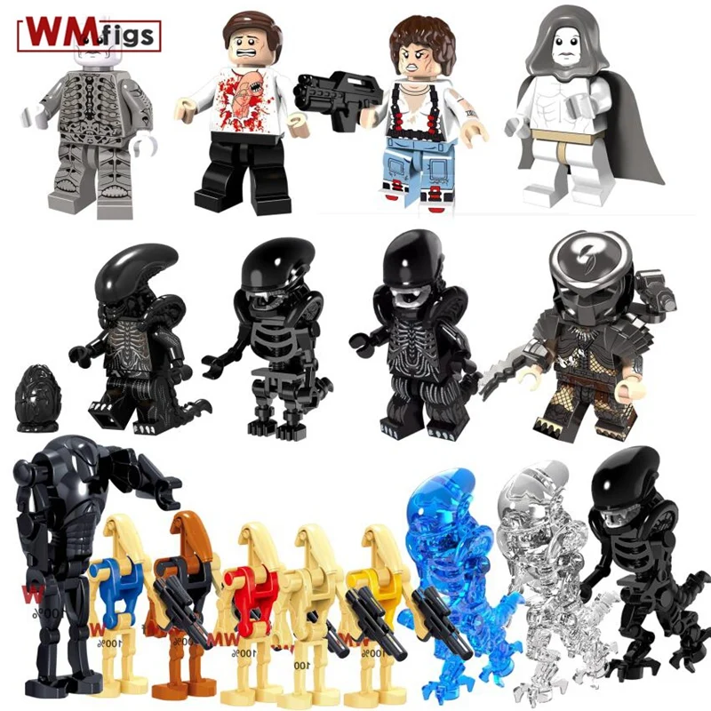 

Horror Movie Transparent Alien VS Predator Egg Halloween Prometheus Brick Building Blocks Toys for Children