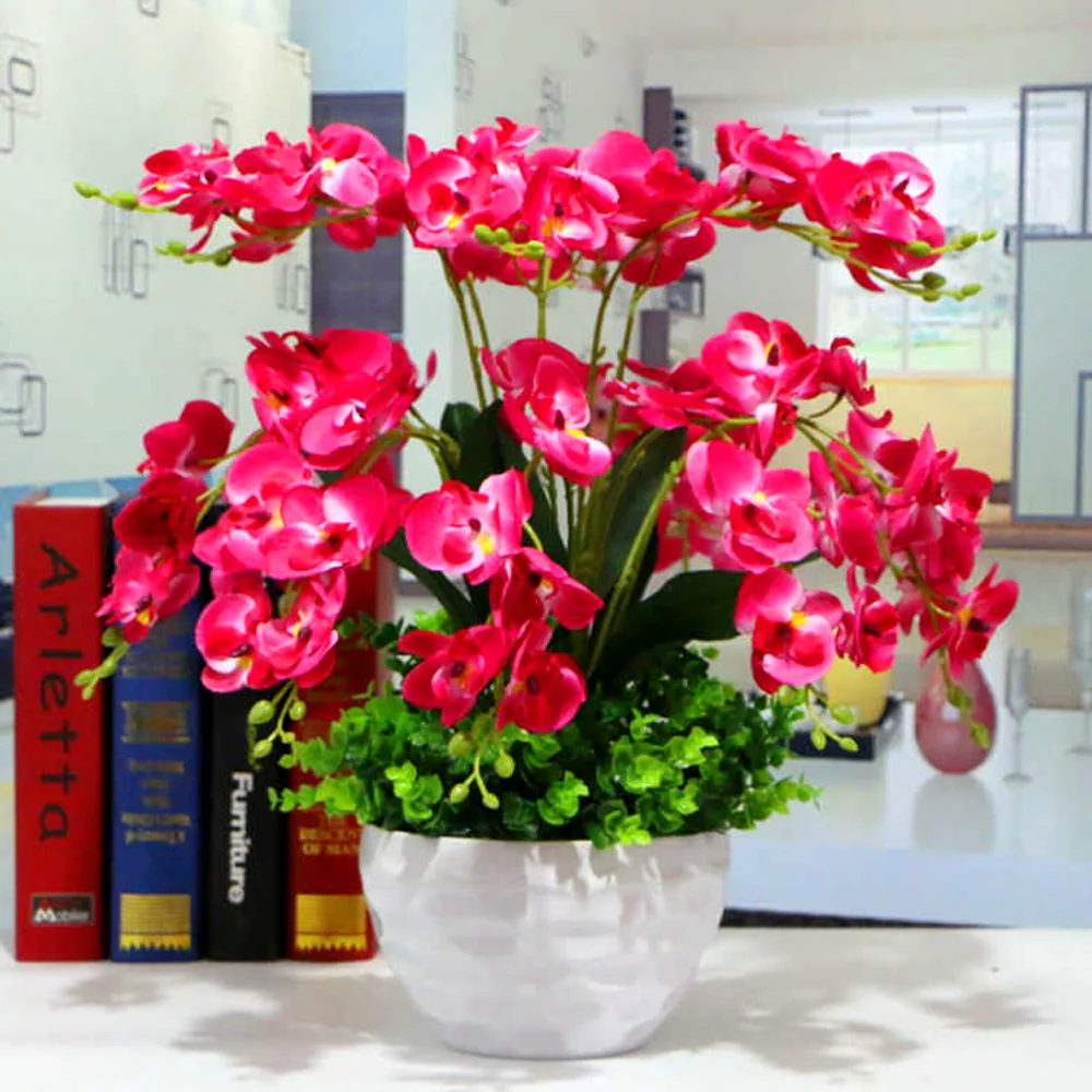 Орхидея Бабочка, декоративные цветы и гирлянды искусственный цветок, бонсай набор искусственный цветок растение деревья с ваза