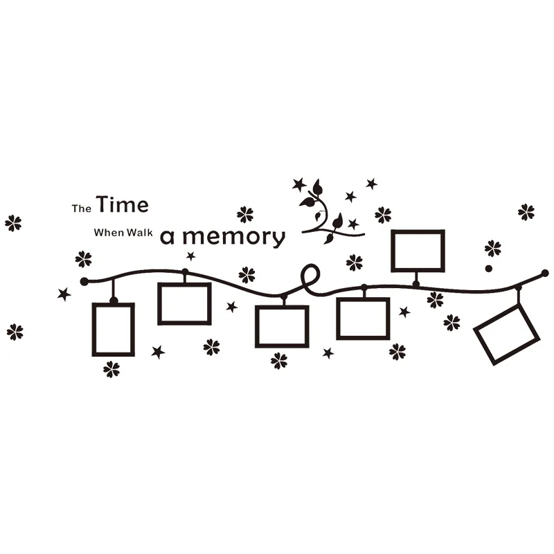 DIY цветок звезды фото цветок настенные наклейки с виноградной лозой цитаты винилы наклейки большие 240*80 см семейные наклейки для стен домашний декор гостиной - Цвет: black