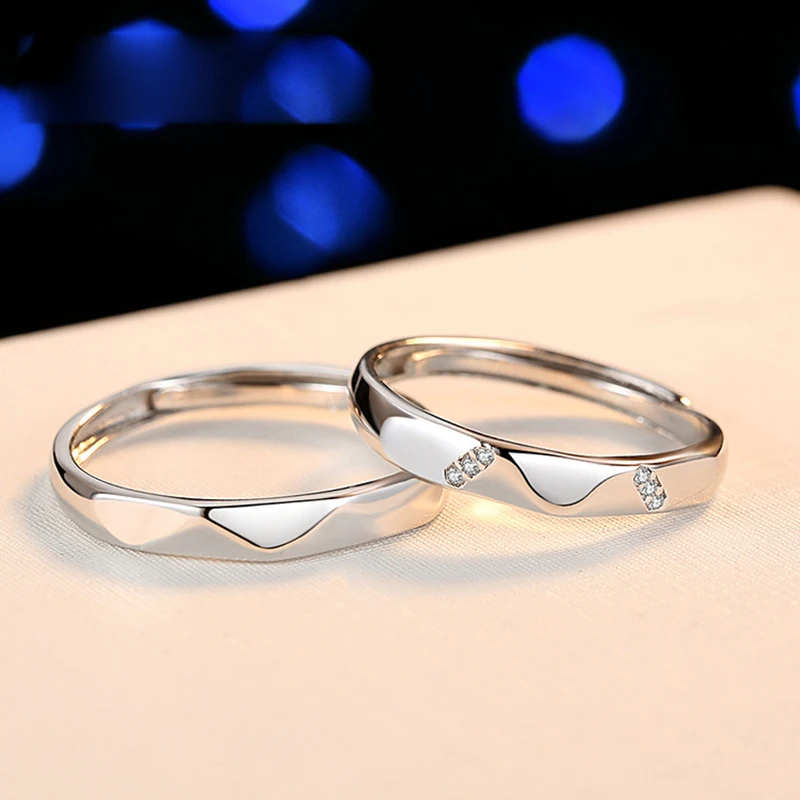 SHANICE натуральное 925 Серебряное свадебное Открытое кольцо для пар с кристаллами Cz набор колец для влюбленных мужчин и женщин обручальное кольцо