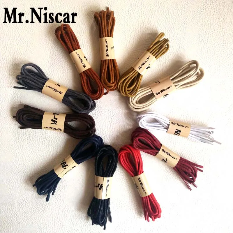 

Mr.Niscar 5 Pair Casual Cotton Shoelaces High Quality Waxed Round Shoe Laces Shoestring Martin Boots Leather Shoes Cord Ropes