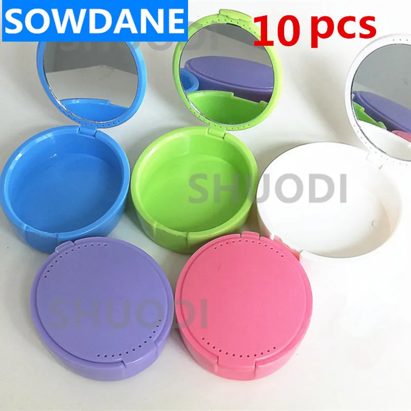 

10 Pcs Veneers equipment tools Mirror Denture Cleanse Box Case Dental False Teeth Appliance Storage Boxes