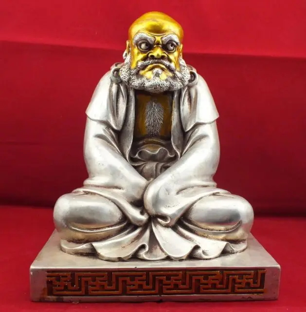 

Chinese old Tibet silver Gilt Buddha Bodhidharma Statues