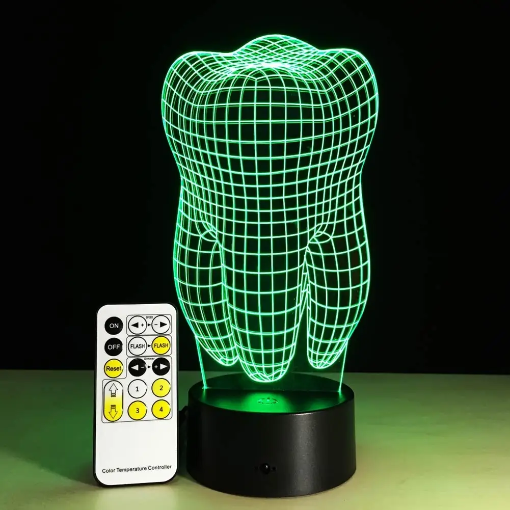 

3D LED Lamp 7 Changeable Color Mood Tooth Night Light DC5V USB Novelty Light Creative Home Decoration Table Lamp Drop Shipping