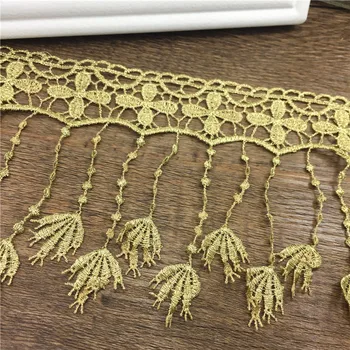 

2yard 11cm Gold Embroidered Lace Trim Applique Embroidery Shell Tassel Dentelle Lace Ribbon Sewing Accessories Encaje TR0027