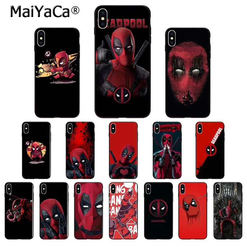 MaiYaCa Marvel deed pool TPU Soft Silicone Black Phone Case for iPhone 5 5Sx 6 7 7plus 8 8Plus X XS MAX XR | Мобильные телефоны и