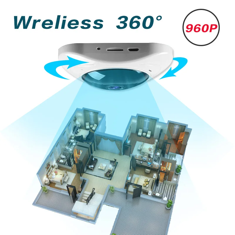 360 Degree Wide Range Panoramic CCTV Security IP 1 3MP Audio Camera NighVision WIFI IP VR