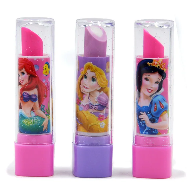 Disney Princess Lipstick Shape Eraser Snow White Frozen School Learning Stationery Present For