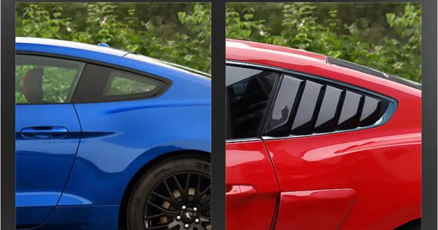 

JINGHANG 2pcs ABS Carbon Fiber Door Window Louver Frame Window Sill Molding Trim Cover For Fit ford mustang 2015 2016 2017 2018