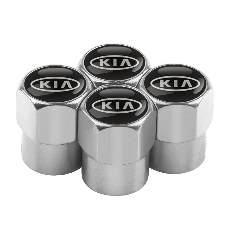 Автомобильный Стайлинг, 4 шт., Металлические колпачки для колес, колпачки для клапанов, чехол для KIA cerato rio ceed sportage sorento k2 k3 k4 k5 k6 Rio 2 3 picanto - Название цвета: Silver-A