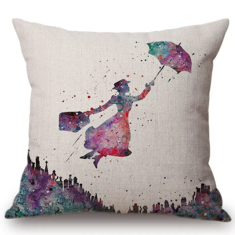 Наволочка для дивана «Питер Пэн» с акварельным рисунком для украшения дома сказочная хлопковая наволочка принцессы из льна для стула - Цвет: T43-10