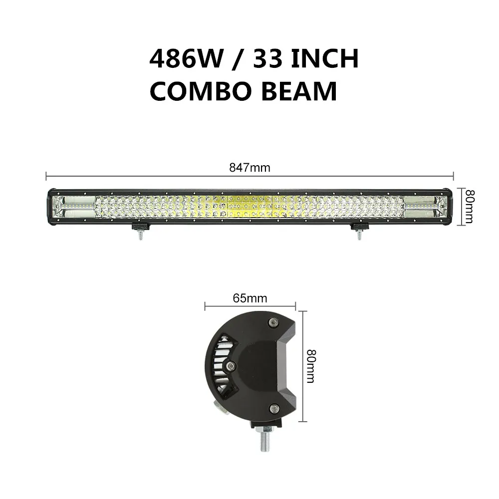 4, 5, 7, 8, 15 20 23 28 33 дюйма внедорожный светодиодный светильник баров комбо балка светодиодный автомобиль Подсветка для грузовиков, внедорожников, квадроциклов, наводненных грузовых автомобилей 4x4 4WD 12V 24V - Цвет: 486W 33inch Combo