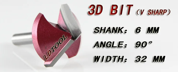 Sharp 60 Degree CNC Engraving Chamfer 6mmx32mm 3D Groove Router Bit