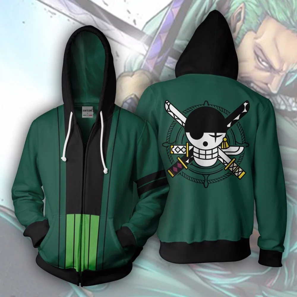 

BIANYILONG 2018 new Men Hooded Roronoa Zoro 3D Printed Hoodies Tracksuit zipper hoodie hooded hip hop tops Shipping