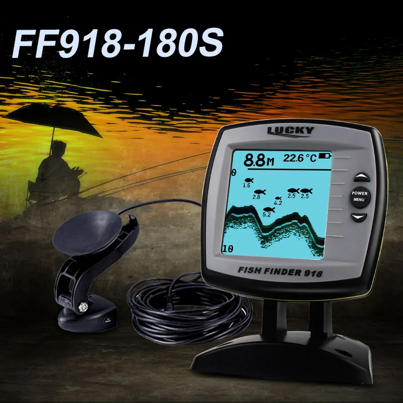 محظوظ قارب fishfinder السمك مكتشف FF918-180S الصيد مكتشف السلكية الاستشعار 45 درجة سونار محظوظ قارب fishfinder السمك مكتشف FF918-180S الصيد مكتشف السلكية الاستشعار 45 درجة سونار