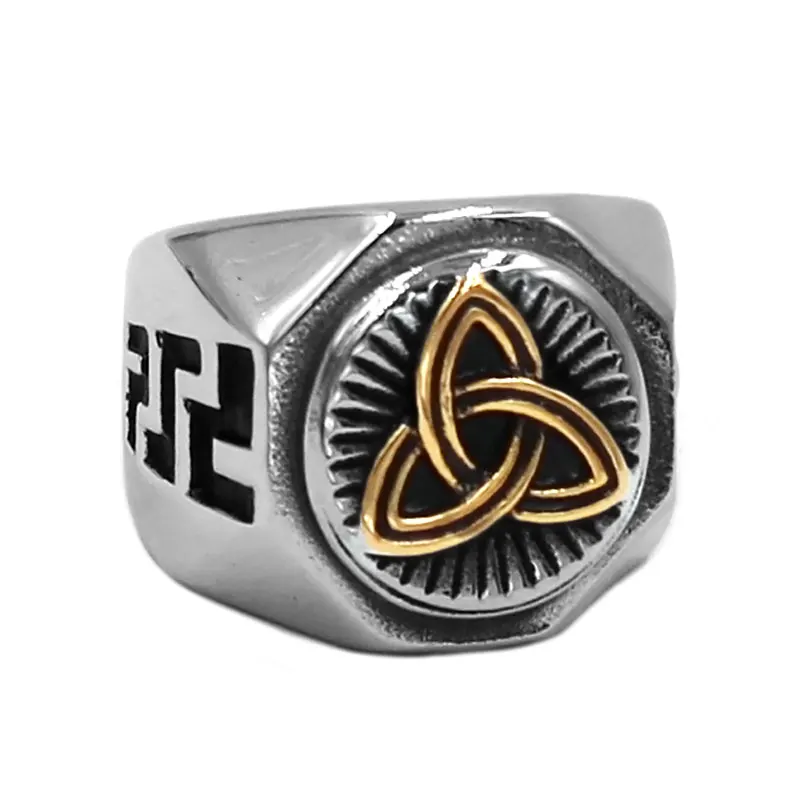 

Gold Claddagh Irish Pattern Biker Ring 316L Stainless Steel Jewelry Classic Celtic Knot Biker Men Rings Wholesale SWR0752
