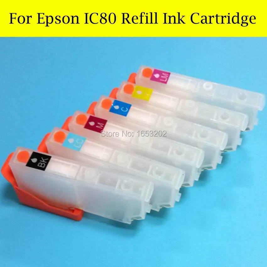 2 компл./лот пустой IC80 Refillable патрон чернил для принтера Epson EP-707A EP-777A EP-807AB EP-807AR EP-807AW EP-907F EP-977A3 принтер