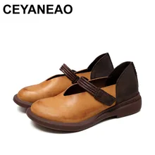 CEYANEAO/ г. Новая Осенняя женская обувь из натуральной кожи смешанных цветов на липучке 7892
