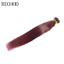 Rechoo 18″-24″ Non-Remy Nail U Tip Pre-Bonded Keratin Glue Human Hair Extensions 100 strands Straight Fusion Hair Extensions