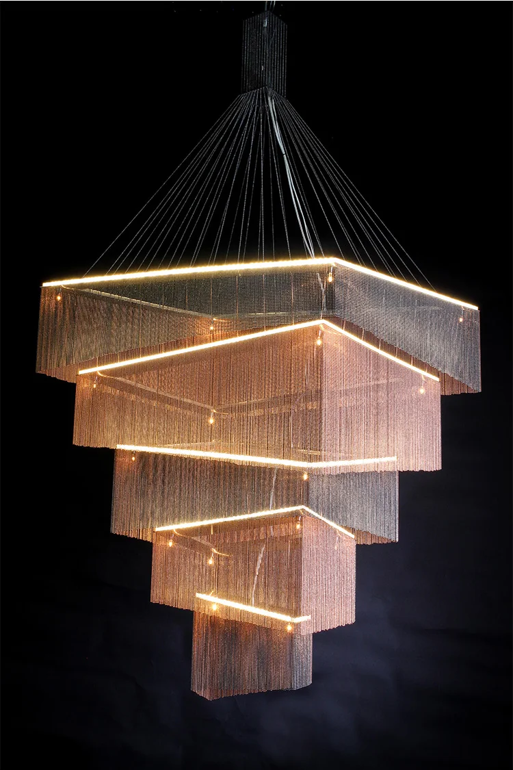 Постмодерн нордический чердак креативная цепочка с кисточками гостиная ресторан люстра лестницы Дуплекс Здание отеля освещение
