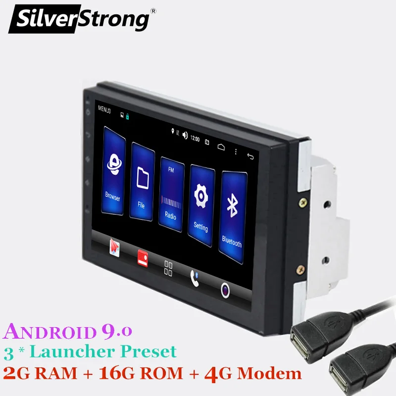 Sale SilverStrong Android9.0 IPS Car 2DIN Universal Radio GPS Stereo DSP two din auto radio with google play 5
