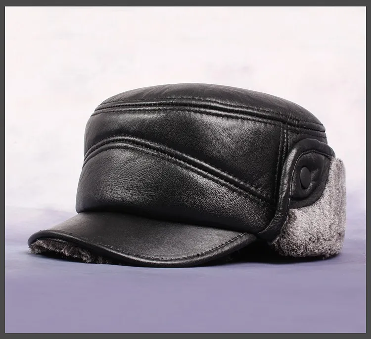 BooLawDee защита ушей, шапка-бомбер из натуральной овечьей кожи для пожилых мужчин, мужская зимняя одежда для отдыха, 55-60 см, размер M559